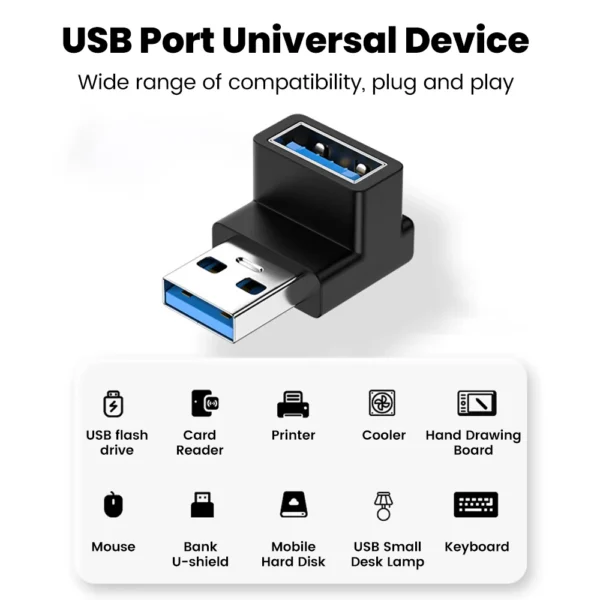 90 Degree USB 3.2 Male to Female Right Angle Extension Adapter USB Upward Elbow Adapter 10Gbps For Laptop PC Connector Converte - Image 6