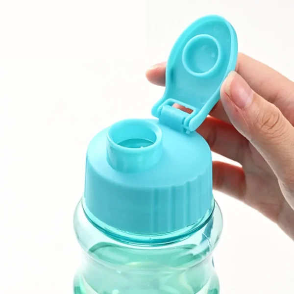 550ml Plastic Water Bottle Portable Sports Cup With Anti Drop Rope Outdoor Water Container Color Transparent Pet Flip Cover - Image 4