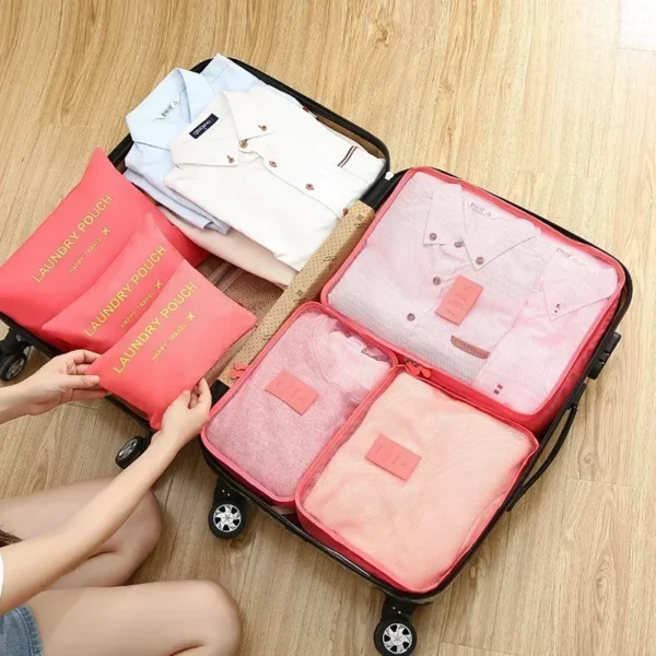 6pcs Set Travel Storage Bags Suitcase Packing Set Storage Cases Portable Luggage Organizer Clothes Shoe Foldable Organizer - Image 2
