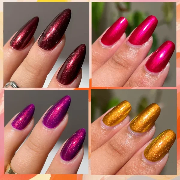 LILYCUTE 7ml Metallic Gel Nail Polish Red Chrome Effect Soak Off UV Gel Varnish Semi Permanent Nail Art Manicure Base Top Coat - Image 4
