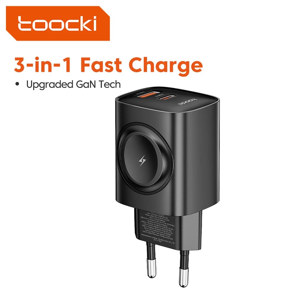kf-S96a145626e4547d094b6463fd750ad6di Toocki 3 in 1 Fast Charge Apple Watch Charger USB C Super Charge GaN PD 20W Phone EU Charger For Iphone16 Samsung Huawei Xiaomi - Image 1