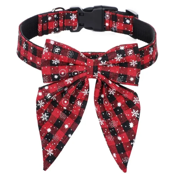 Cotton Christmas Snowflake Bow Dog Collars Puppy Pet Cat Accessories Dog Collar for Small Large Dogs - Image 3