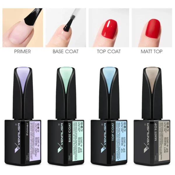 Venalisa 15ml Nail Gel Polish Semi Permanent Jelly Color Enamel Primer Base Coat Top Coat UV Gel Nail Varnish Soak Off Manicure - Image 3