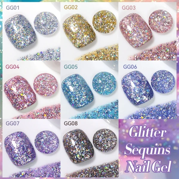 LILYCUTE 7ml Glitter Gel Nail Polish Shining Mineral Sequins Soak Off UV LED Nail Gel Semi Permanent Manicure Nail Art Supplies - Image 3