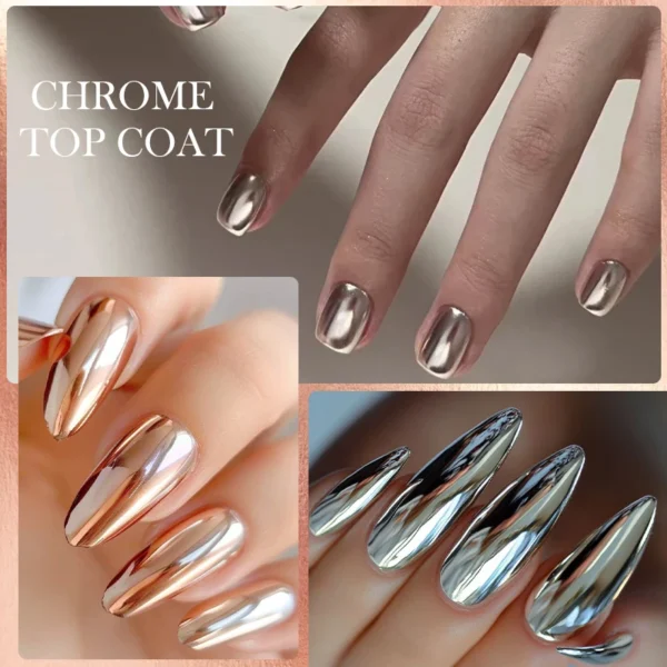 LILYCUTE 7ML Chrome Top Coat Soak Off UV Gel Semi-Permanent Nail Polish Mirror Metal Glitter Powder Functional Gel For Nail Art - Image 5