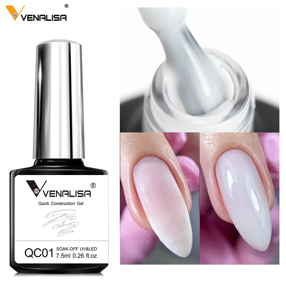 kf-S9a04f154c1864501a488184be96e2c19d VENALISA 7.5ml Quick Construction Gel Semi Transparent Jelly Color Nail Gel Polish Strengthener Soak Off UV LED Nude Pink Gel - Image 1