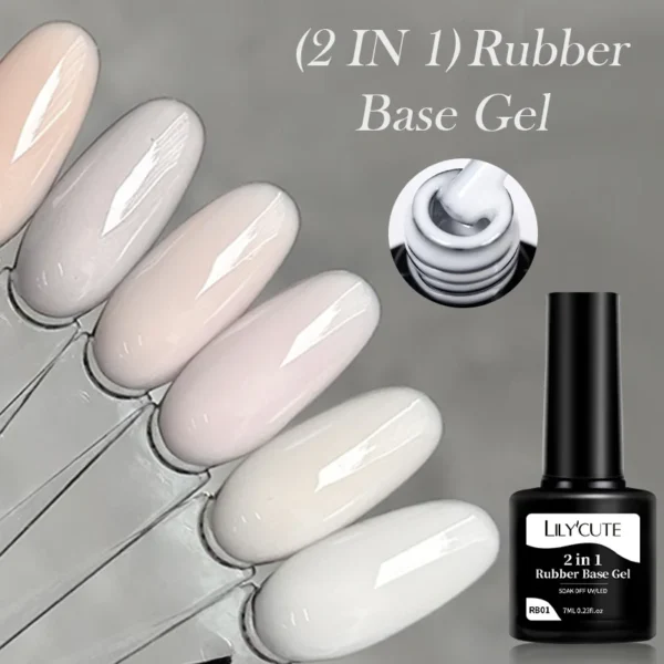 LILYCUTE 7ml Milky White Rubber Base Gel Nail Polish Nude Color Semi Permanent UV Gel Soak Off Self Leveling Gel Nail Supplies - Image 3