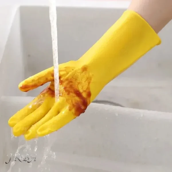 Latex Dishwashing Gloves Women's Waterproof Household Kitchen Washing Bowl Washing Clothes Vegetable Cleaning Household - Image 4