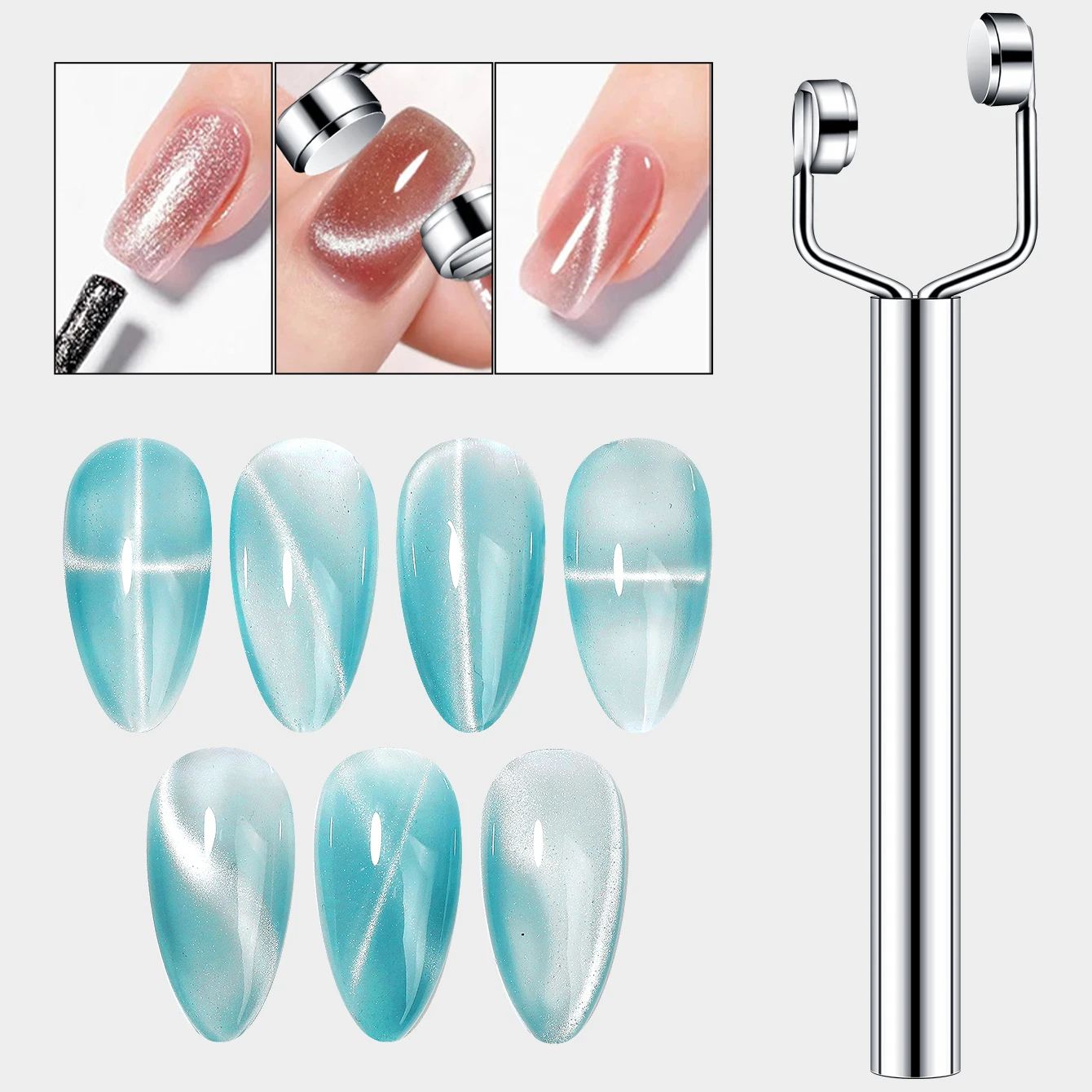 kf-S9b7c1a5bfb164106b31d59a7c21def71P 3 In 1 Y-Shaped Strong Magnetic Cat Eye Nail Art Tools UV Gel Polish Nail Art Tool Effect Manicure Magnet Stick Nail Art Magnet - Image 1