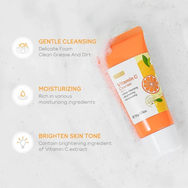 Vitamin C Facial Cleanser Skin Deep Cleansing Moisturizing Blackhead Removal skincare Face Wash Foam Face Cleanser Skin Care - Image 3