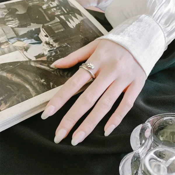 925 Sterling Silver Rings for Women Men Couple Minimalist Handmade Simple Snake Ring Party Jewelry Gift Prevent Allergy - Image 2