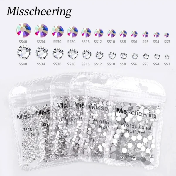 144/288 /1440pcs SS3-SS50 Crystal AB Clear Nail Rhinestones Non Hotfix Flat Back Stones DIY Strass Nail Art Decor Accessories - Image 3