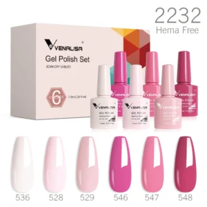 Venalisa Nail Gel Polish Kit HEMA TPO FREE Nude Pink Color Collection Self Leveling Full Coverage Nail Manicure Set 6Pcs Kit