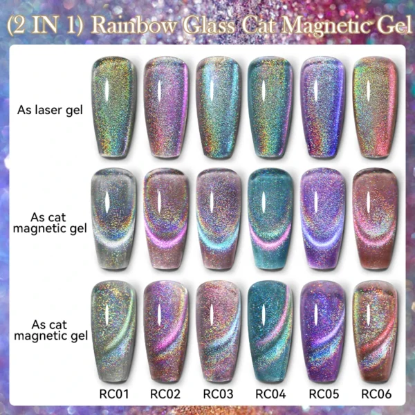 LILYCUTE 7ml Laser Cat Magnetic Gel Nail Polish Blue Purple Glass Gel Nail Varnishes Soak Off Semi Permanent UV Gel For Nail Art - Image 5