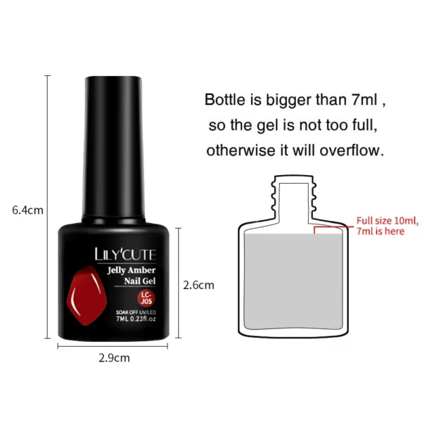 LILYCUTE 7ML Jelly Amber Gel Nail Polish Brown Crystal Translucent Dull Color Nail Art Gel Semi Permanent UV Gel Polish Varnish - Image 6