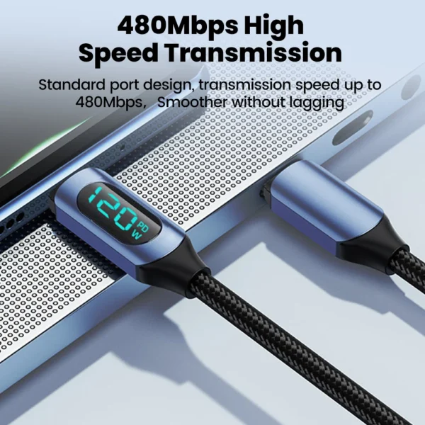 120W USB Type C to Type C Super Charge Digital Display Cable USB C Data Cable For Iphone 15 16 Samsung s24 s23 Huawei Xiaomi - Image 4