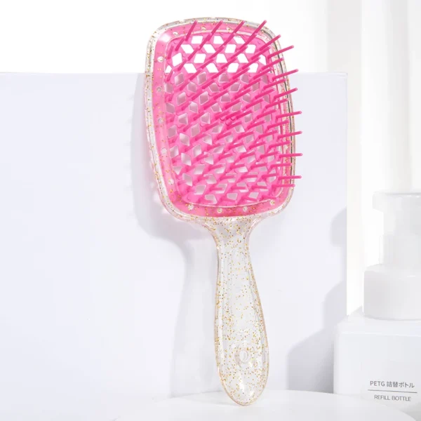 1 Pcs Fluffy Air Cushion Scalp Massage Hair Brush Flashing Gold Comb Wide Teeth Hollow Combs Women Girls Styling Tools - Image 6