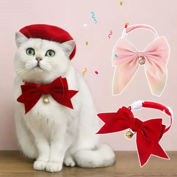 Pet Collar Exquisite Comfortable Decorative Pet Kitten Cat Velvet Bowknot Neck Circle Neck Bow Pet Accessories - Image 6