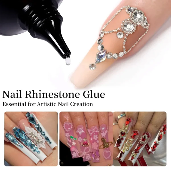 30g Nail Rhinestone Glue for Nails Super Strong Gel Nail Glue for Nail Charm 3D Nails Bling Gel Decoration Gem Nail Art Diamonds - Image 2