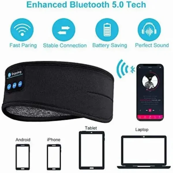 Sleep Mask Bluetooth Sleeping Headphones Headband Thin Soft Elastic Comfortable Wireless Music Headset Eye Mask For Side Sleeper - Image 6