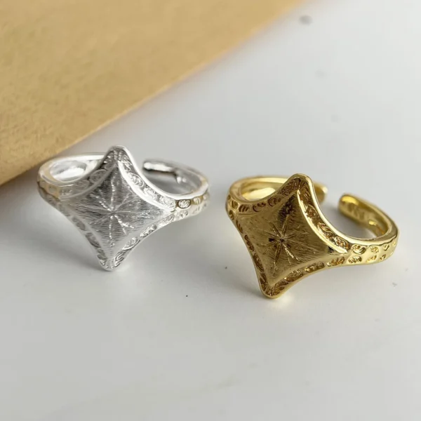 925 Sterling Silver Rings for Women Couple Minimalist Handmade Simple Gold Star Ring Fine Jewelry Gift Prevent Allergy - Image 6