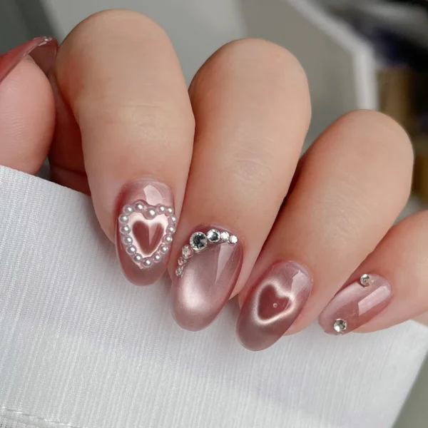 4pcs Nail Art Magnet Set With Iron Wire Cat's Eye Magnetic Rod Strong Heart-Shaped Magnet Cat's Eye Polishing Effect Nail Tools - Image 5