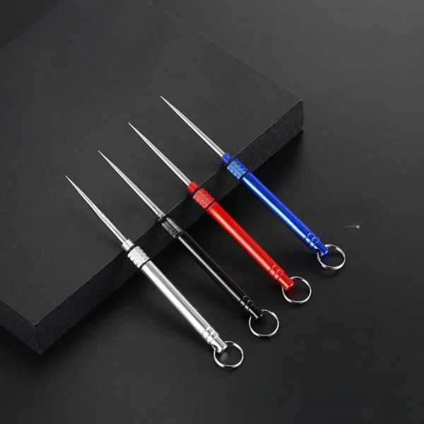 1PC Iron EDC Telescopic Toothpick Keychain Pendant Gift Fruit Fork Camping Pocket Toothpick Holder Unpacking Tool - Image 2