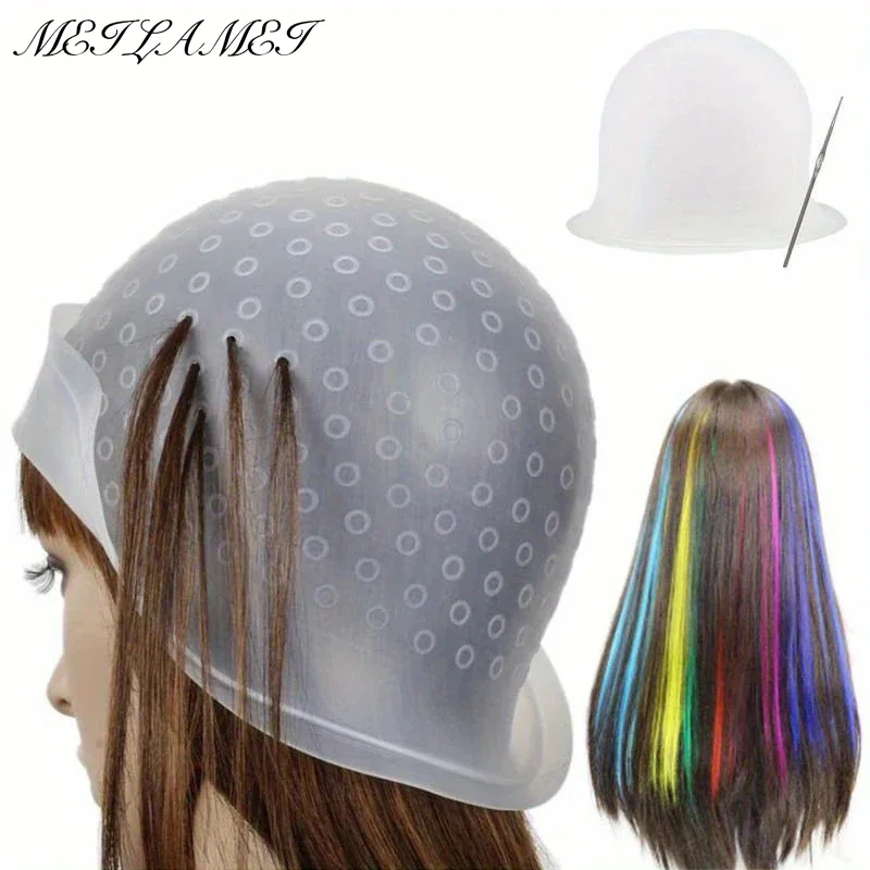 kf-Sa3772edde78f4fc4a72f791fb7b4b5b8R 1pcs Silicone Hair Coloring Cap Hook Needle Pink Professional Dyeing Tool Highlight Dyeing Frosting Dyeing Hats Barber Hair - Image 1