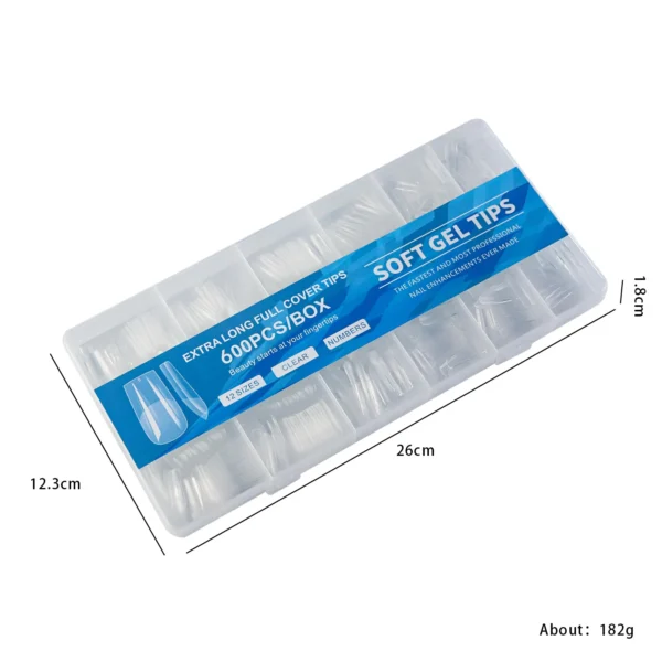 600Pcs Full Cover Press On Nail Tips Stiletto Almond Square Coffin French False Fake Soak Off Gel Nail Extension Tips Capsule - Image 6
