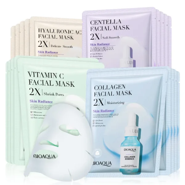 kf-Sa46fa9e84b724d70ad354a2c57dc60ceZ 20pcs BIOAQUA Centella Collagen Face Mask Moisturizing Refreshing Sheet Masks Hyaluronic Acid Facial Mask Skin Care Products - Image 1