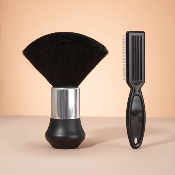 Hairdressing Soft Brush Black Hairdressing Sweeping Neck Hair Cleaning Duster Hair Cutting Ring Beard Brush Styling Comb Set - Image 3