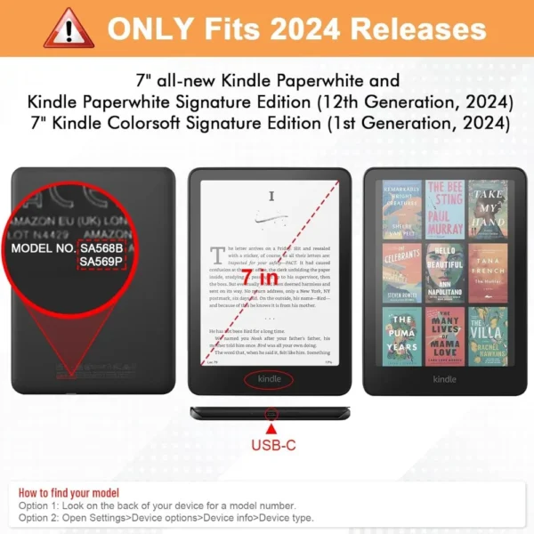 Smart Case For Kindle Paperwhite 6 12th Generation Case 2024 Magnetic Protective Shell For Kindle Paperwhite 2024 7 inch - Image 2