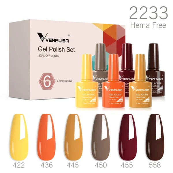 Venalisa Nail Gel Polish Kit HEMA TPO FREE Nude Pink Color Collection Self Leveling Full Coverage Nail Manicure Set 6Pcs Kit - Image 2