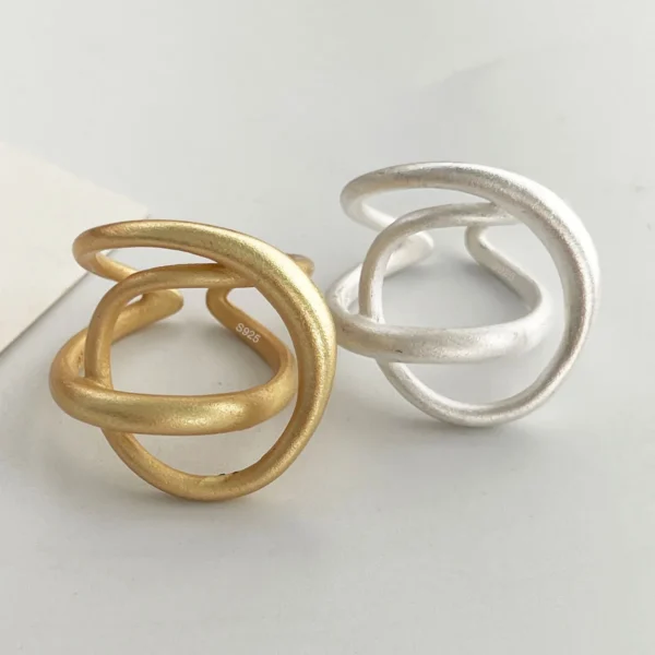 925 Sterling Silver Rings for Women Couple Minimalist Handmade Simple Gold Inter Cross Ring Fine Jewelry Gift Prevent Allergy - Image 3
