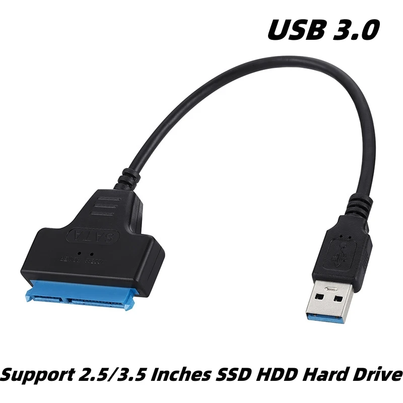 kf-Sa8fafbe760af4cd2b89060c734ca6215N SATA 3 to USB 3.0 adapter cable 6Gbps high speed data Sata to usb adapter with power port support 2.5/3.5inch SSD HDD hard drive - Image 1