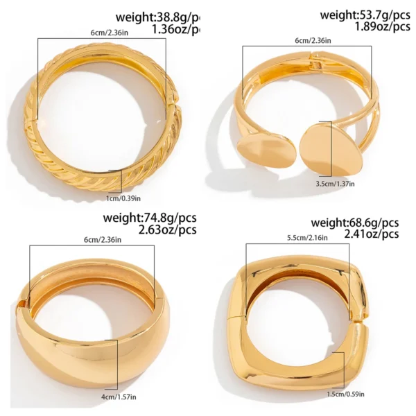 Ingemark Exaggerated Punk Smooth Heavy Metal Chunky Spring Bangles Women Hip Hop Gold Color Arm Bracelet Steampunk Men Jewelry - Image 4