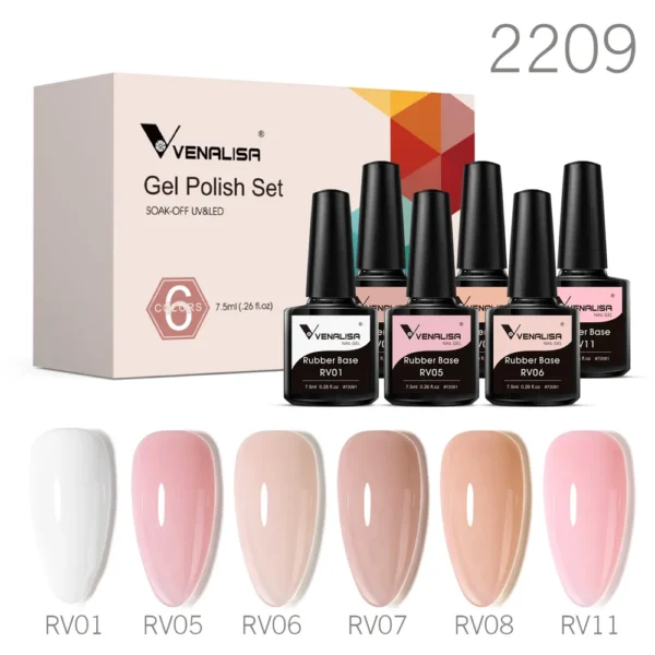 6pcs Venalisa Construction Gel Kit Stronger Jelly Color Reinforce Natural Nail Varnish Rubber Base Color Series Nude Collection - Image 4