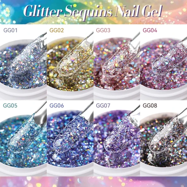 LILYCUTE 7ml Glitter Gel Nail Polish Shining Mineral Sequins Soak Off UV LED Nail Gel Semi Permanent Manicure Nail Art Supplies - Image 4