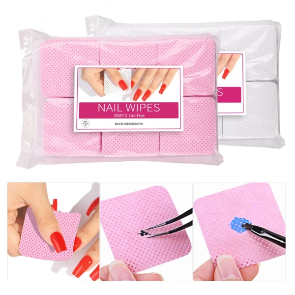 Misscheering Nail Polish Remover Wipes Nail Cleaning Pads, Non Woven Nail Pads for Women Girl Beauty Salon Nail Art Tool - Image 2