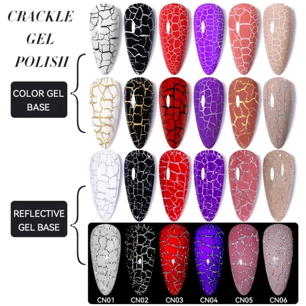 LILYCUTE 7ml Crackle Gel Nail Polish Cracking Nail Gel Quick Dry Nail Art Varnishes Hybrid Semi Permanent Soak Off Base Top Coat - Image 2