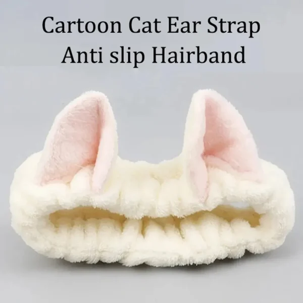 Hairband Cat Coral Plush Headband Cute Soft Hair Bow Headband Hairband Wash Face Makeup Headband Bandage Girl Accessories - Image 5