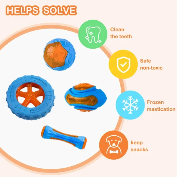 Rubber Dog Toys for Dog Chewing Bite Resistant Squeaky Training Playing Toy Interactive Dog Toys for Large Dogs Teeth Cleaning - Image 5