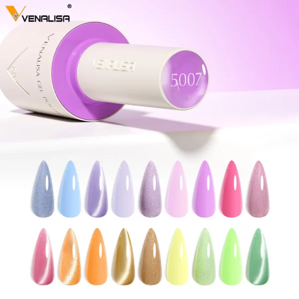 VENALISA 10ml Nail Gel Polish Pastel Pink Base French Nail Art with Rainbow Crystals Soak Off UV LED Long Lasting Semi Permanent - Image 3