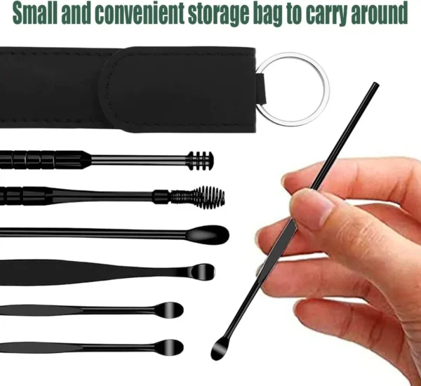 6Pcs/set Ear Cleaner Ear Wax Pickers Stainless Steel Earpick Wax Remover Piercing Kit Earwax Curette Spoon Care Ear Clean Tools - Image 2