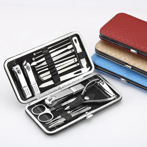 Home Nail Clipper Set of 19 Pieces Large Size Dead Skin Pliers Diagonal to Remove Dead Skin Small Eyebrow Clipper Leather Sleeve - Image 4