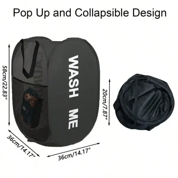 Portable Mesh Pop Up Laundry Hamper Wide Opening Breathable Collapsible Space-Saving Laundry Basket Dorm Travel Bathroom Items - Image 3