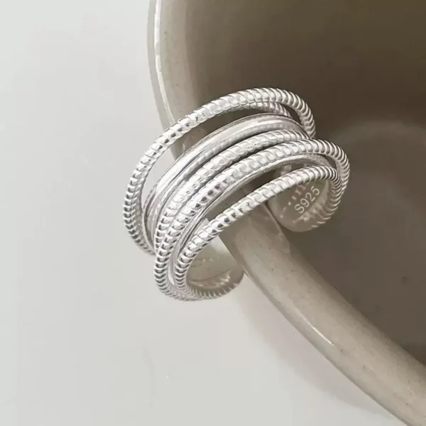 925 Sterling Silver Rings for Women Couple Minimalist Handmade Simple Interware Lines Ring Party Jewelry Gift Prevent Allergy - Image 3