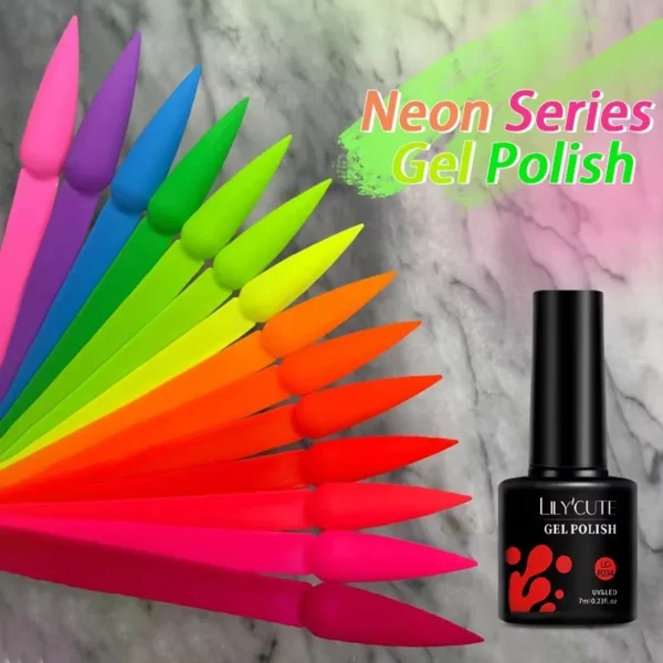 LILYCUTE 7ML Neon Series Gel Nail Polish Summer Color Nail Art Manicure Semi Permanent UV Gel Soak Off UV LED Nail Gel Varnishes - Image 1