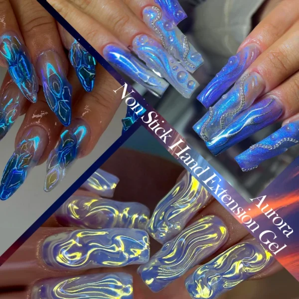 LILYCUTE 7ml Aurora Non Stick Hand Solid Extension Nail Gel Polish Glitter Effect For Carving Flower 3D Shaping Acrylic Hard Gel - Image 6