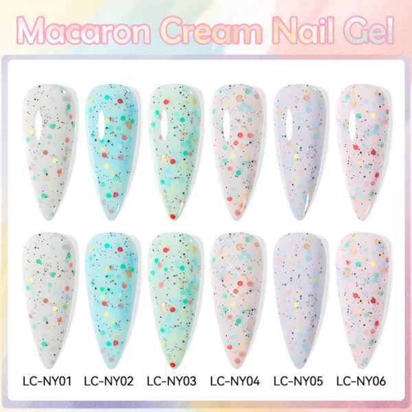 LILYCUTE 7ml Macaron Cream Gel Nail Polish Glitter Sequins Nail Art Hybrid Varnish Semi Permanant Soak Off UV Gel Nail Supplies - Image 4